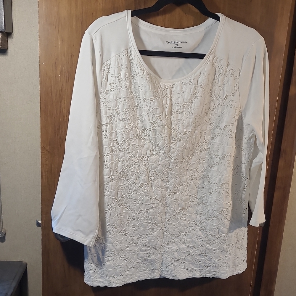 Lace Front Top by Croft & Barrow (XL)